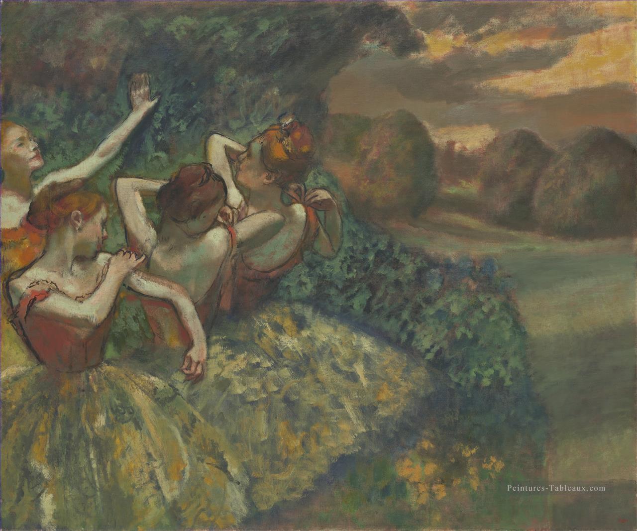 Quatre danseurs Impressionnisme danseuse de ballet Edgar Degas Peintures à l'huile